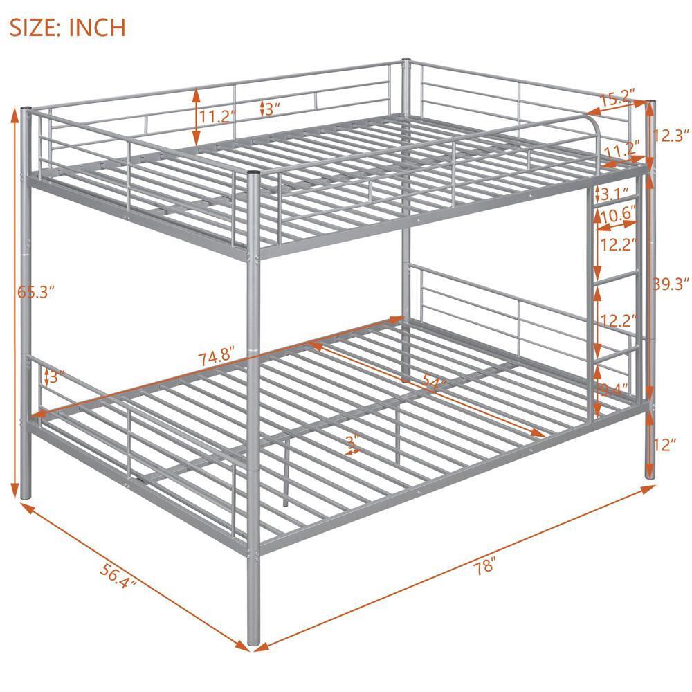 Full Over Full Metal Bunk Bed Sliver