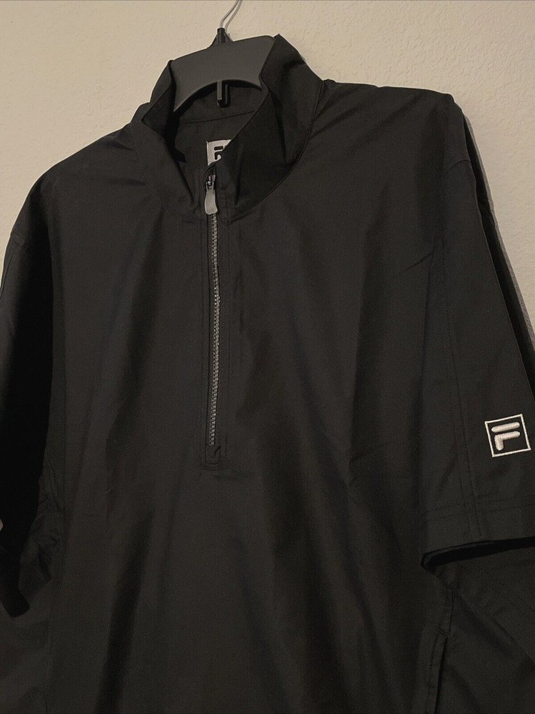 FILA Golf Black 1/4 Zip Short Sleeve Pullover Windbreaker Jacket Men's M  NWT