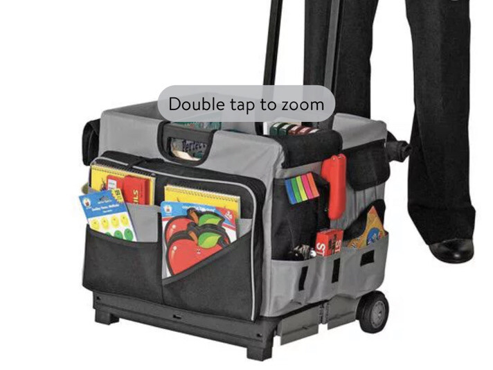 Universal Rolling Cart with Canvas Organizer Bag, Mobile Storage, Black