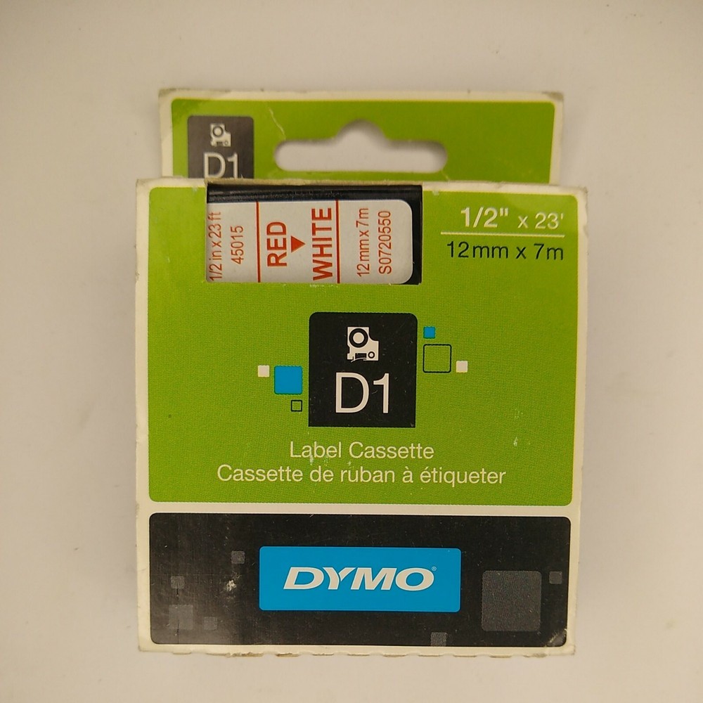 DYMO D1 High-Performance Polyester Removable Label Tape 1/2" x 23 ft Red on