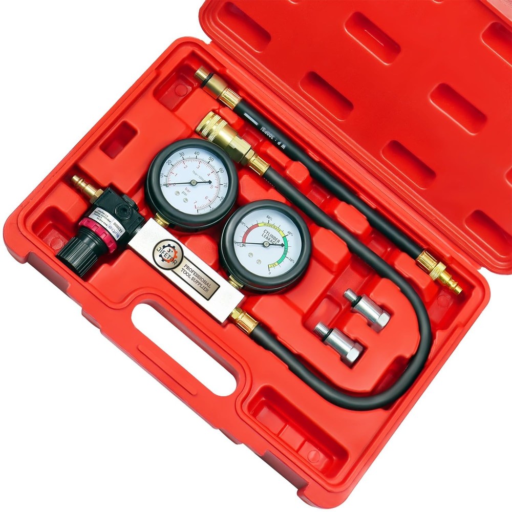 Engine Compression Leakdown Tester with Color-Coded Gauges for Quick Diagnostics