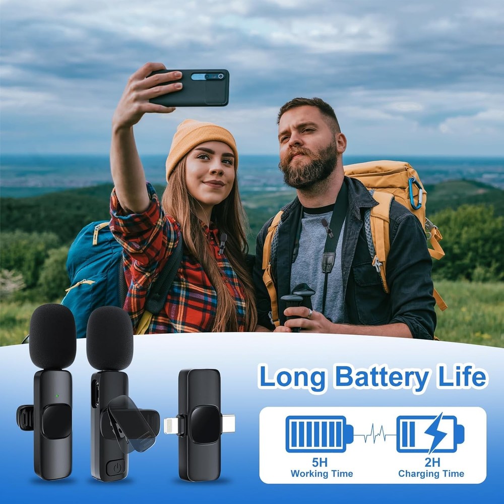 2 Pack Wireless Lavalier Microphone for Iphone/Android Phone, USB C Wireless Lav