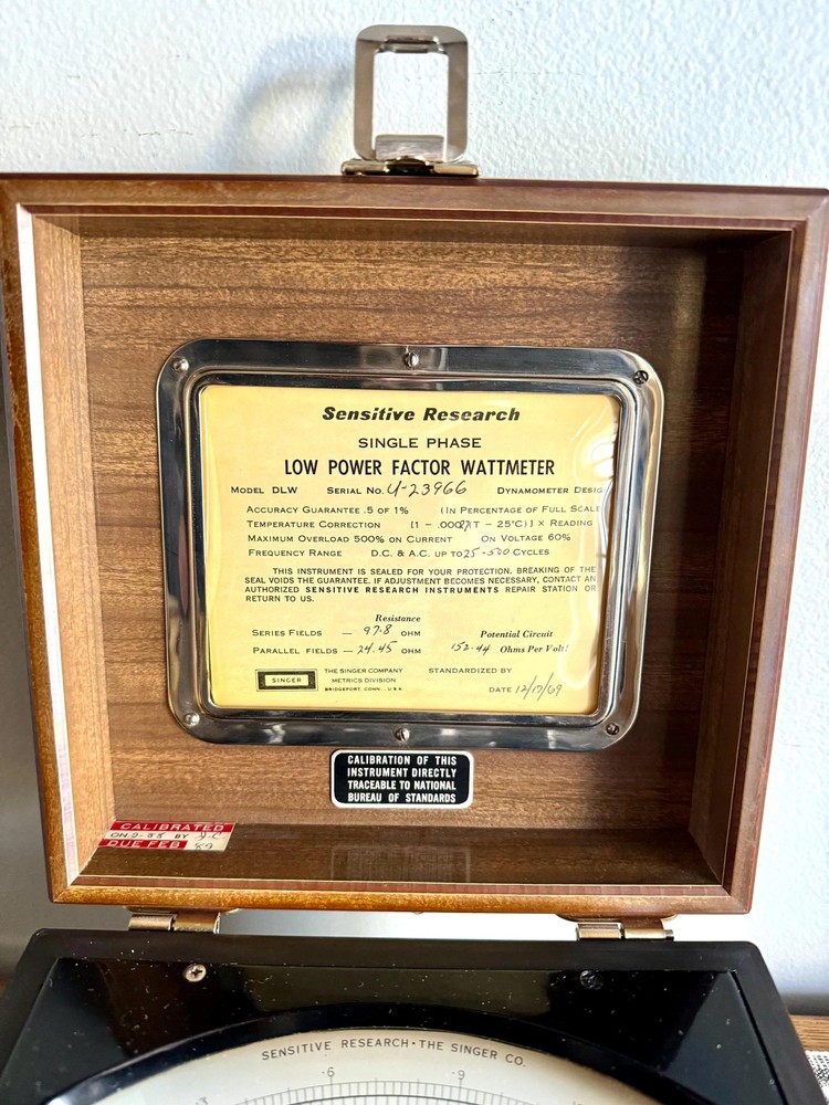 Vtg Portable Singer Single Phase Low Power Factor Wattmeter