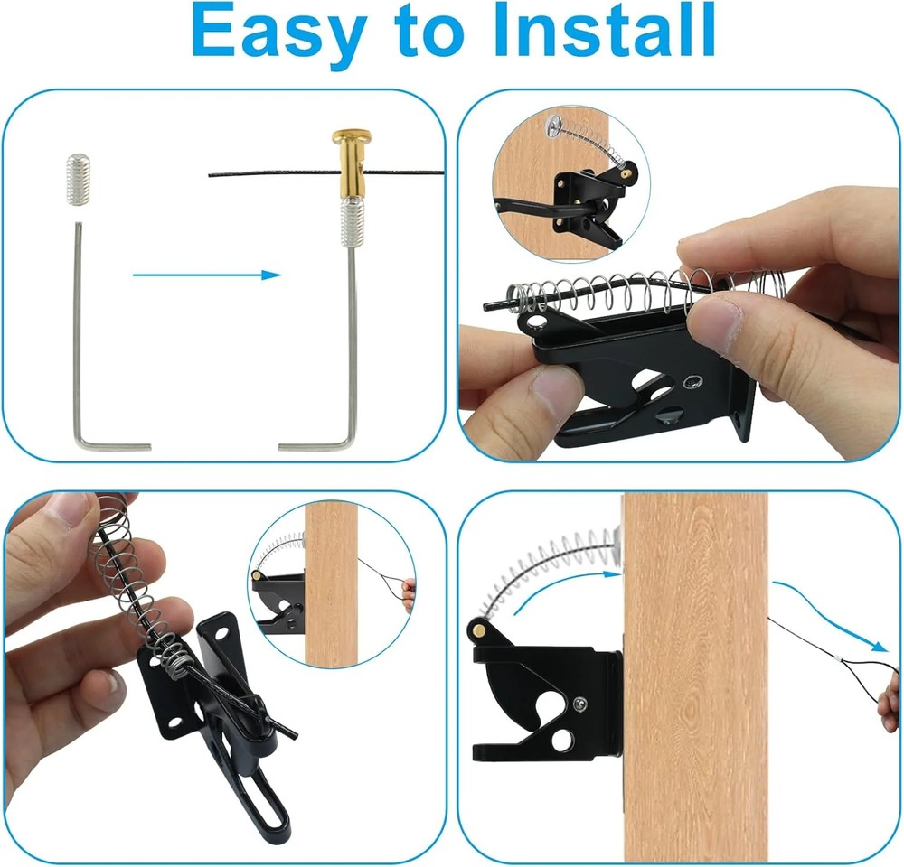 Gate Latch Cable Pull, Adjustable Gate Latch Spring Release Cable, Black Pull St