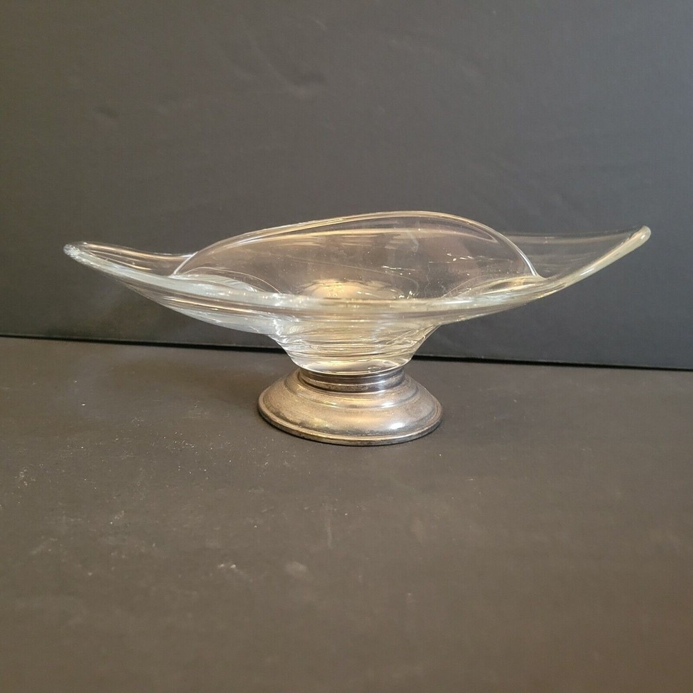 Crown Sterling Silver & Glass Divided Dish