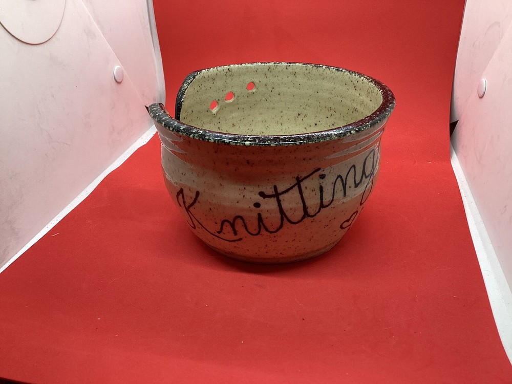 Handcrafted Art Pottery Yarn Bowl, Signed