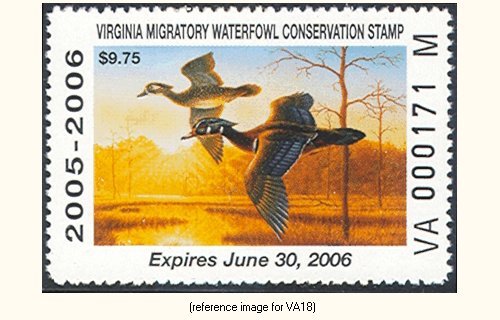 D2K Virginia Duck Stamp 2005 $9.75 perfed