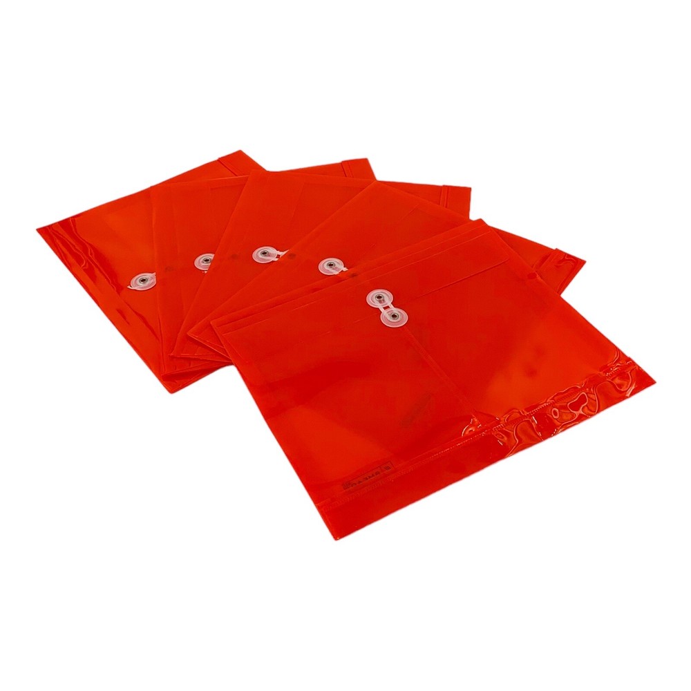 5 Count Smead Red Poly String & Button Envelopes Letter Size 1-1/4" Expansion