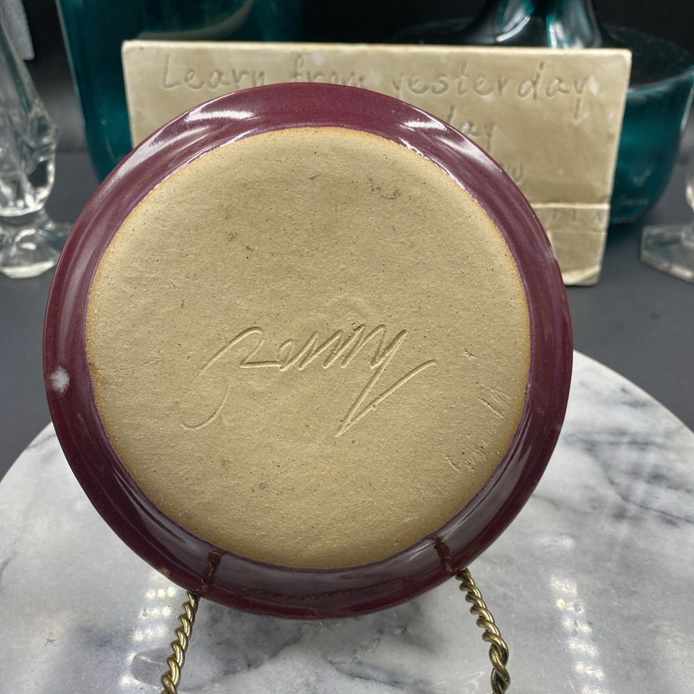 Ceramic Garlic Grater Zester Plate Signed