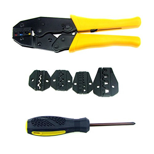 Self-Adjustable Crimping Pliers Set,5 Interchangeable Jaws, Screwdriver Ferrules