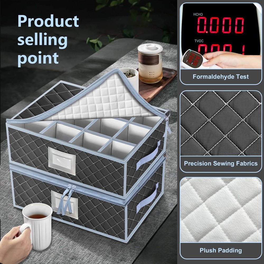 China Dinnerware Storage Containers Set- Dish,Mug,Stemware Storage Cases - Qu...