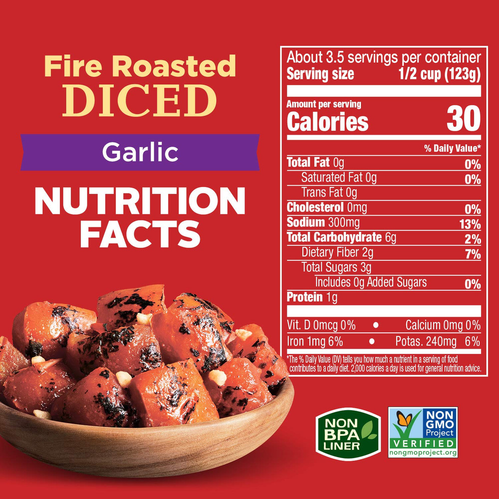 Fire Roasted Diced Tomatoes with Garlic, 14.5 Oz