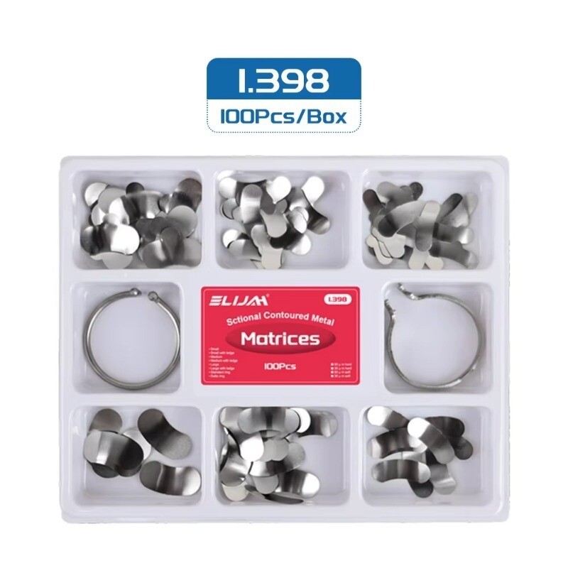 100Pcs/Pack Dental Metal Matrices Sectional Contoured Matrix Refill Soft Band-US