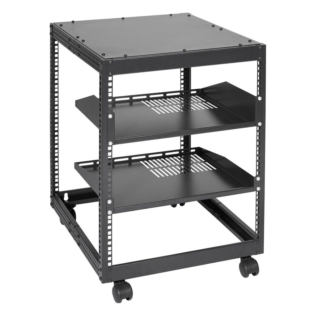 12U 4-Post Open Frame Server Rack 15-40in Adjustable Depth with Casters
