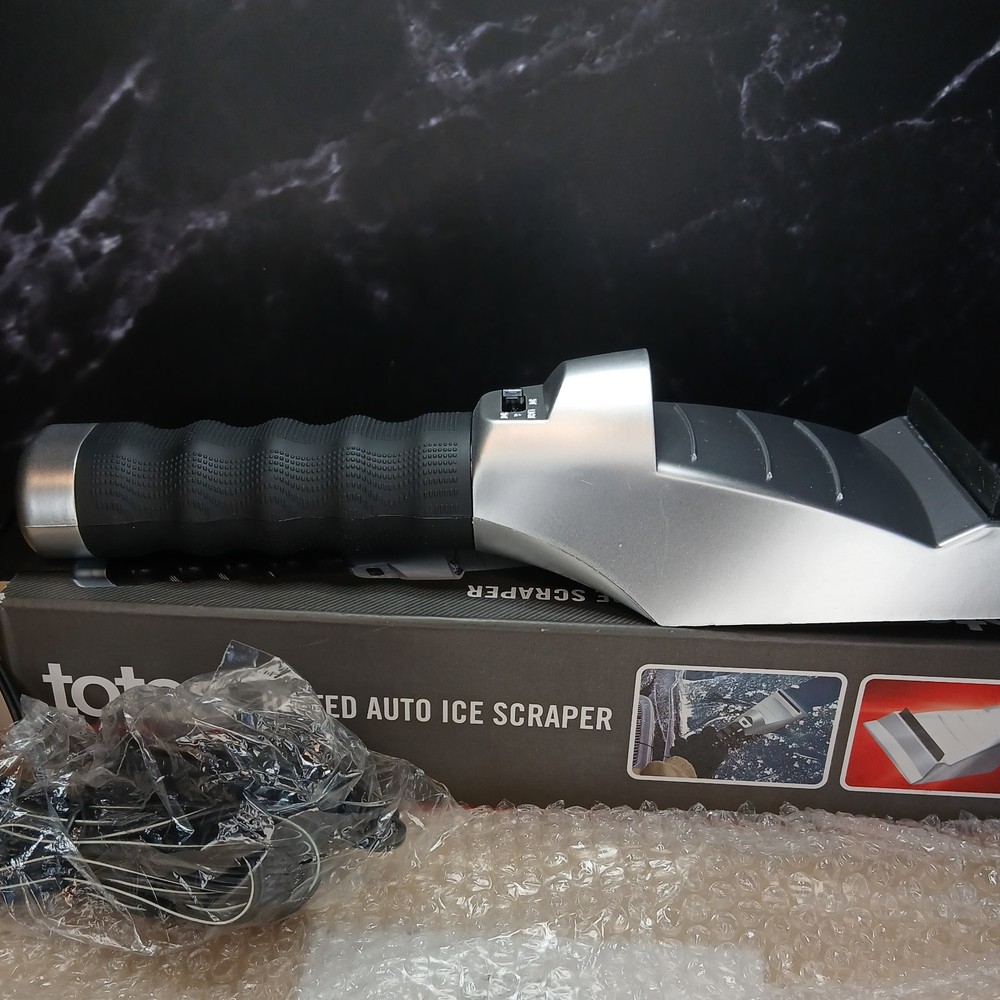 Totes Heated Auto Ice Scraper with a built-in flashlight.