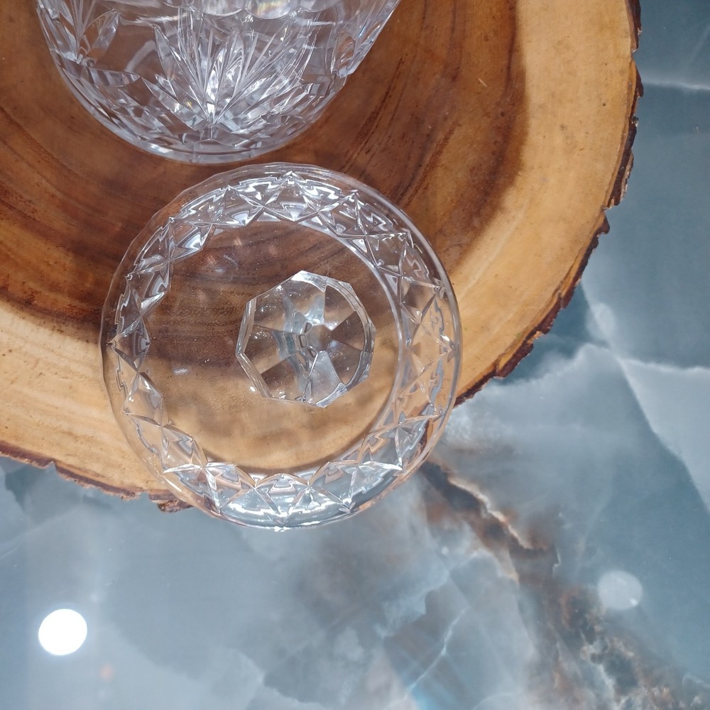 Cut Crystal Barrel Biscuit Cookie Jar with lid
