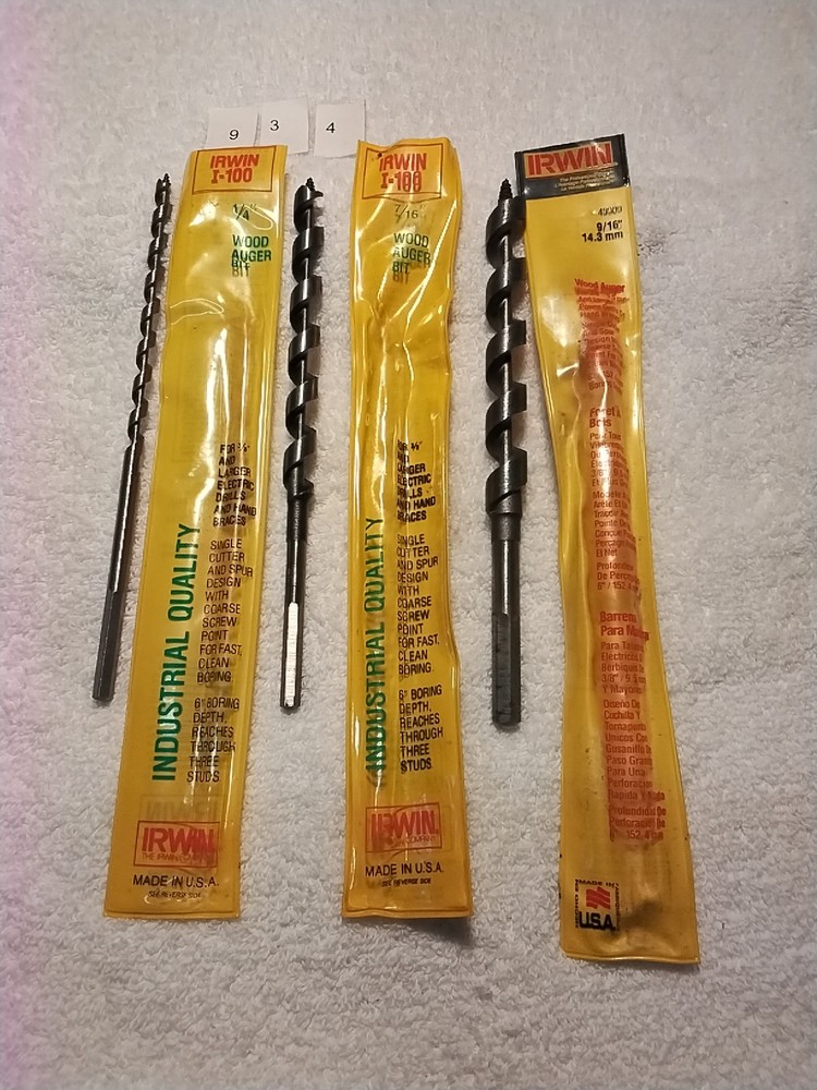 IRWIN 3PC WOOD AUGER DRILL BIT SET USA 🇺🇸