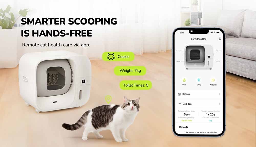 Furbulous Automatic Cat Litter Box Self Cleaning/Pack Refill System,APP Control