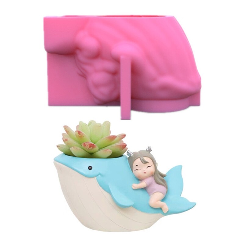 for Creative 3D Whale Pen Holder Mold Flowerplot Resin Mold for Epoxy Casting