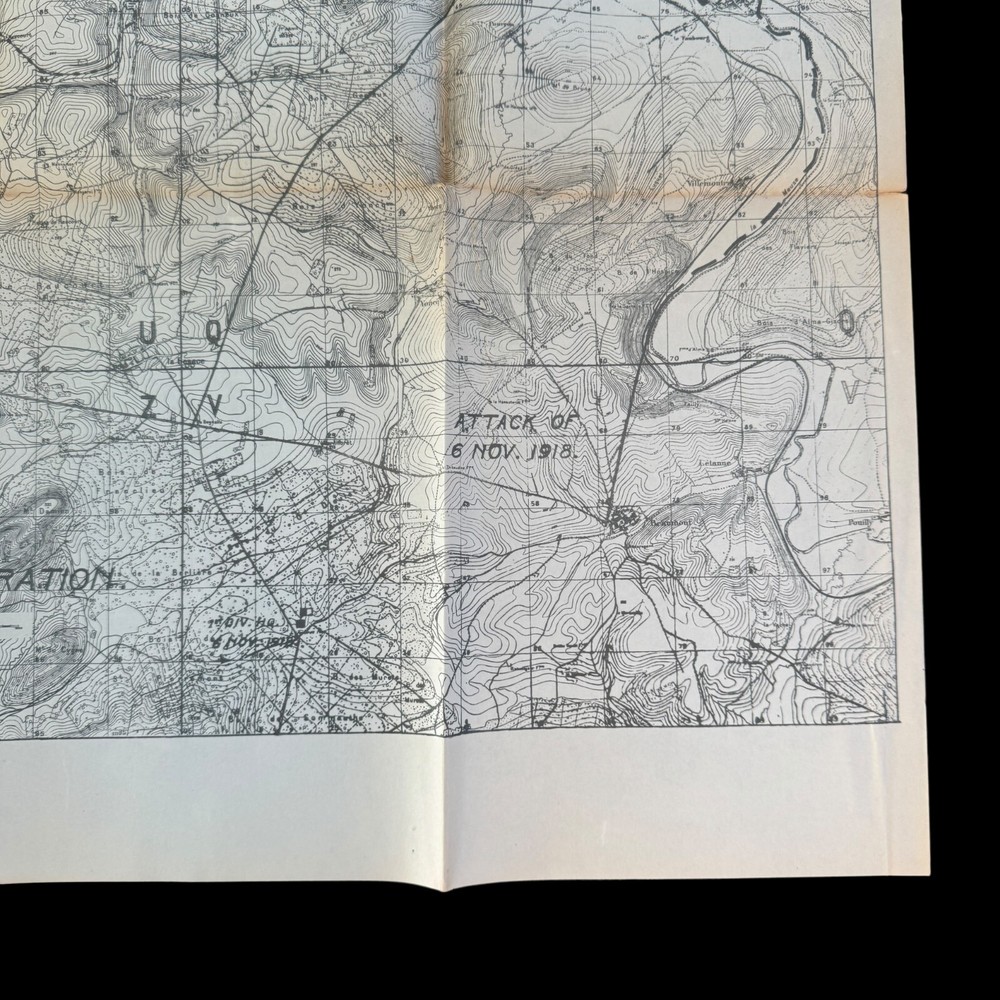 RARE! World War I Sedan Operation Western Front AEF Operations Map