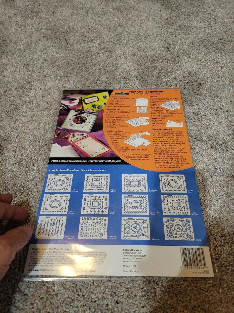 Fiskars ShapeBoss Embossing Stencil Set Square Burst #5616 NEW