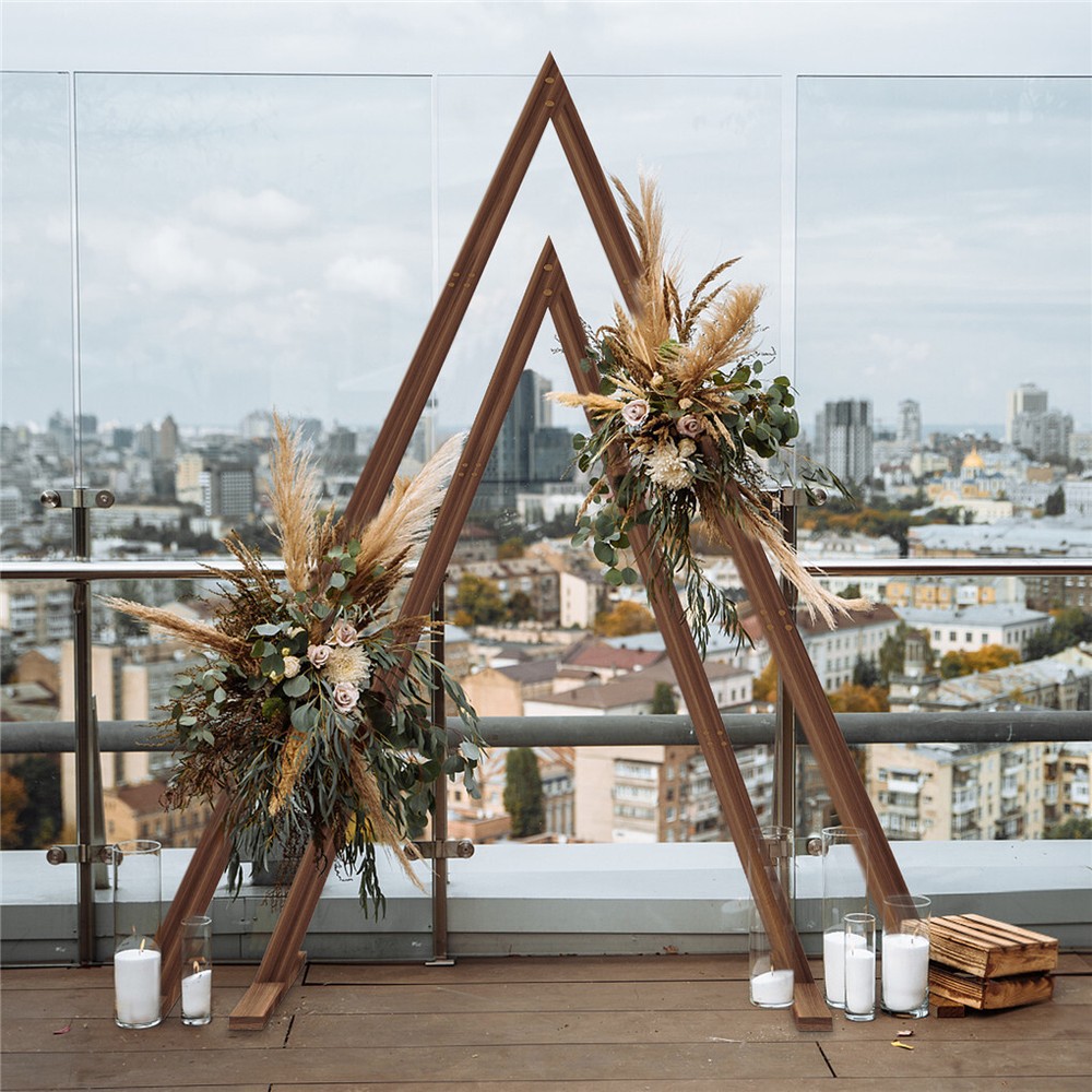 2 Pack Triangle Wooden Wedding Arch Oversized Ceremony Archway Backdrop Frame