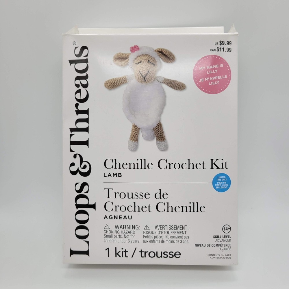 NEW Loops & Threads Chenille Crochet Kit Lamb