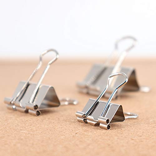 Binder Clips Paper Clamps, Assorted Sizes Set (Small, Medium, Large) for Silver