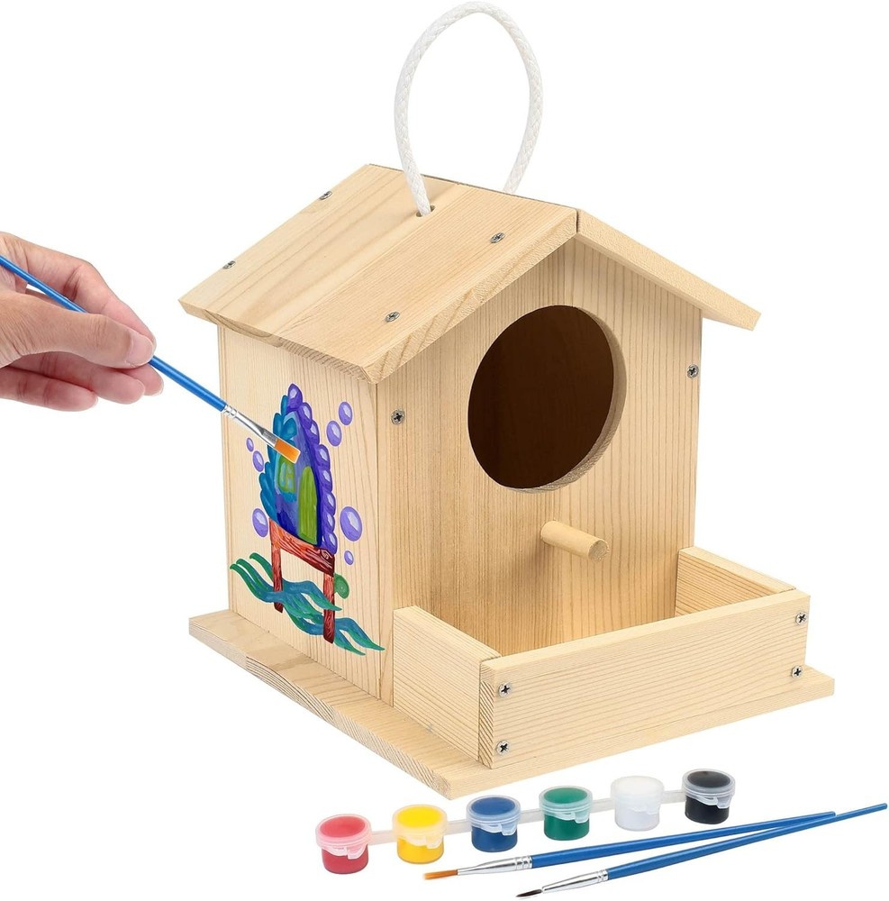 Creative Birdhouse Building Set for Children - Includes Paints & Brushes!