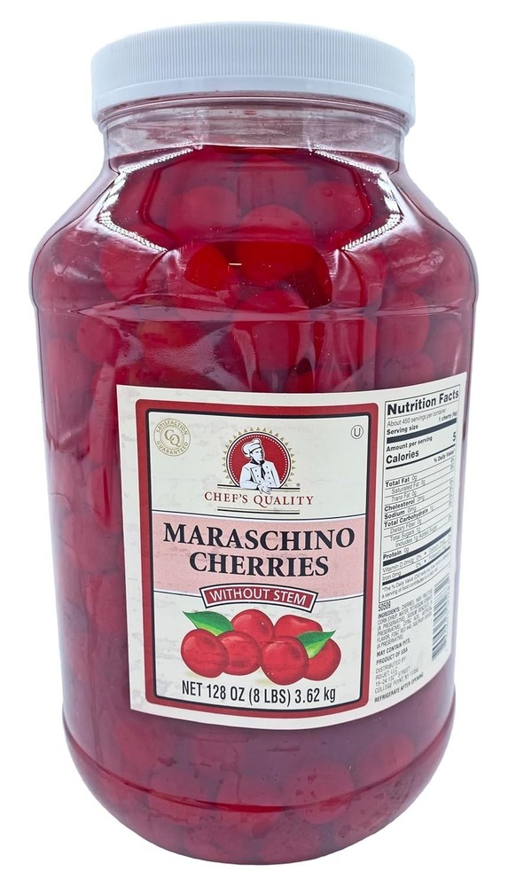 Chef's Quality: Maraschino Cherries No Stem 1 Gallon