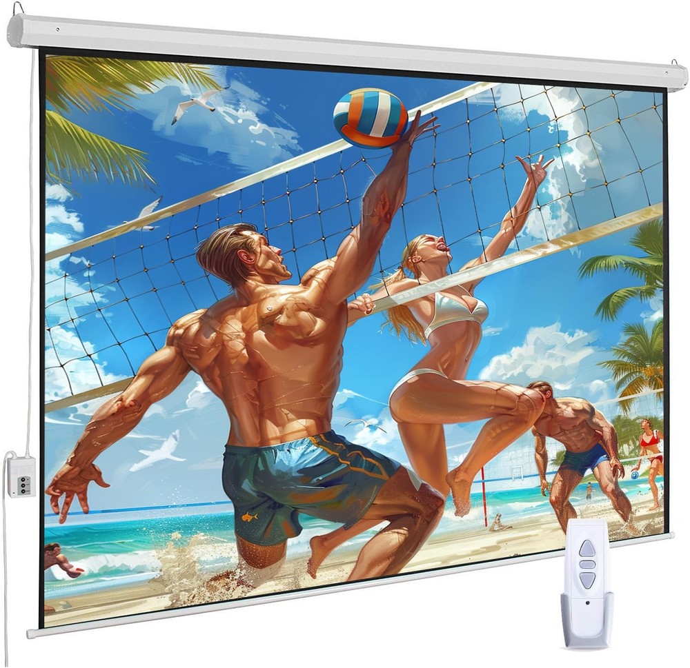 120" Motorized Projector Screen, Electric 16:9 Projector Screen with Remote C...