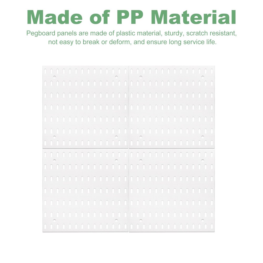 4Pcs Plastic Pegboards, Peg Board Wall Organizer for Workbench, White