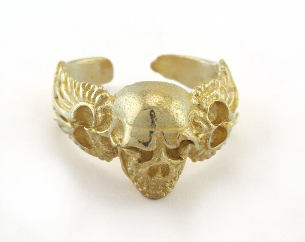Skull Ring Adjustable Ring Raw brass (17mm 7US inner size)3327 ring26