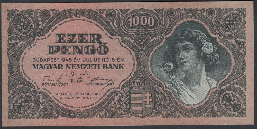 Hungary 1000 Pengö 1945 UNC Pick 118a