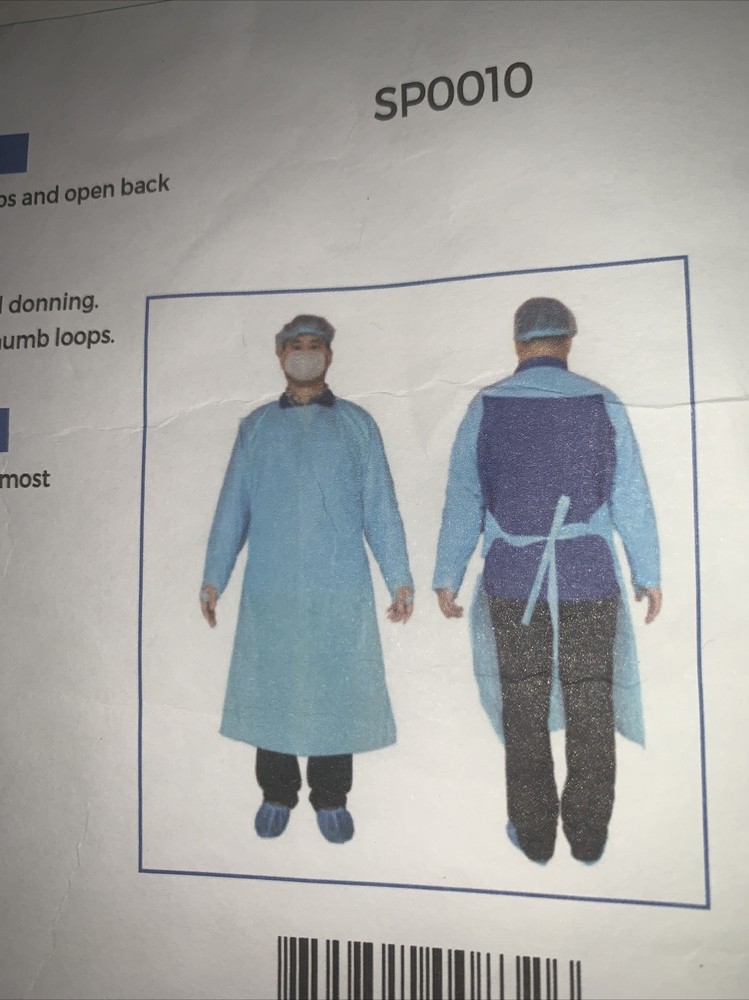 SECURE Non-Surgical Polyethylene Isolation Gown 10 Pack AAMI Level 2 Barrier