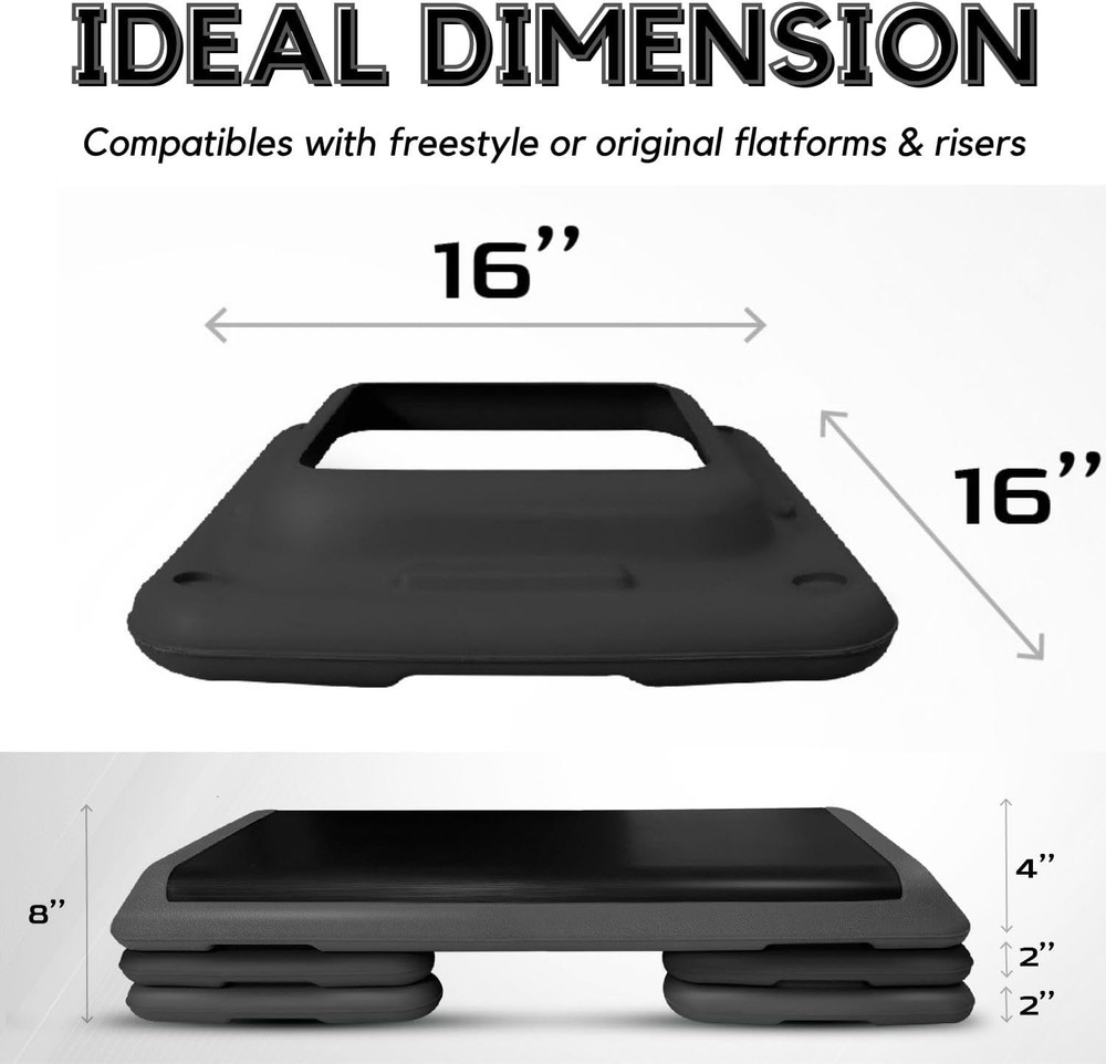 16"X16" Extra Adjustable Risers for Aerobic Exercise Workout Step Platform (Pair
