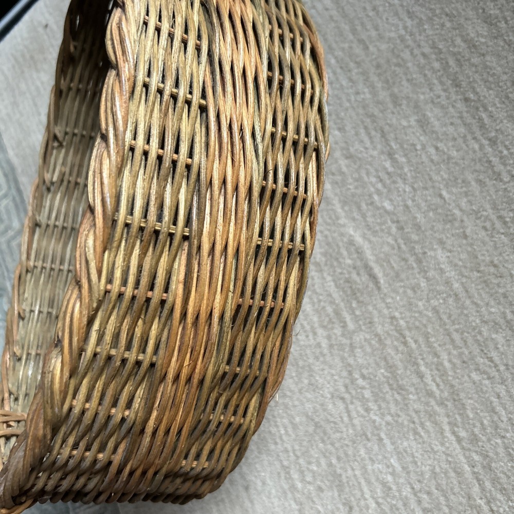 Basket Rope Accent Brown Fixed Handle Decorative. Oval Shape