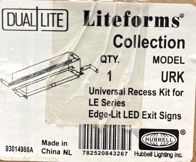 HUBBELL DUAL LITE LITEFORMS COLLECTION MODEL URK UNIVERSAL RECESS KIT FOR LE