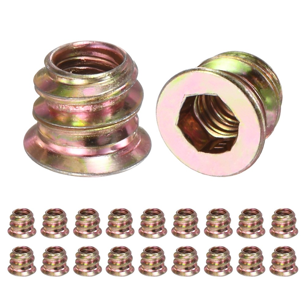 20-Pack Threaded Inserts for Wood, M5x8mm Threaded Insert Nuts [Gold Tone]