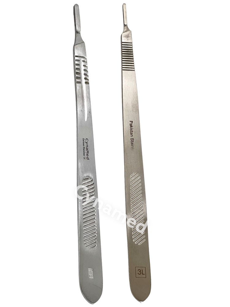 2 Pack - Scalpel Handle #3 and #4, Long Handle, Plastic, with Scale, Round A+