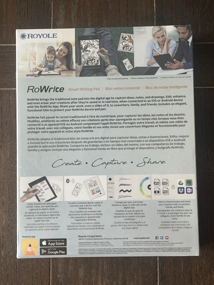 Royole RoWrite Smart Writing Pad Create Capture Share RY0201-CF5NA New Sealed