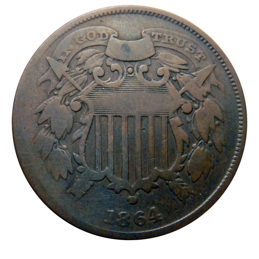 Two cent piece 1864 small motto