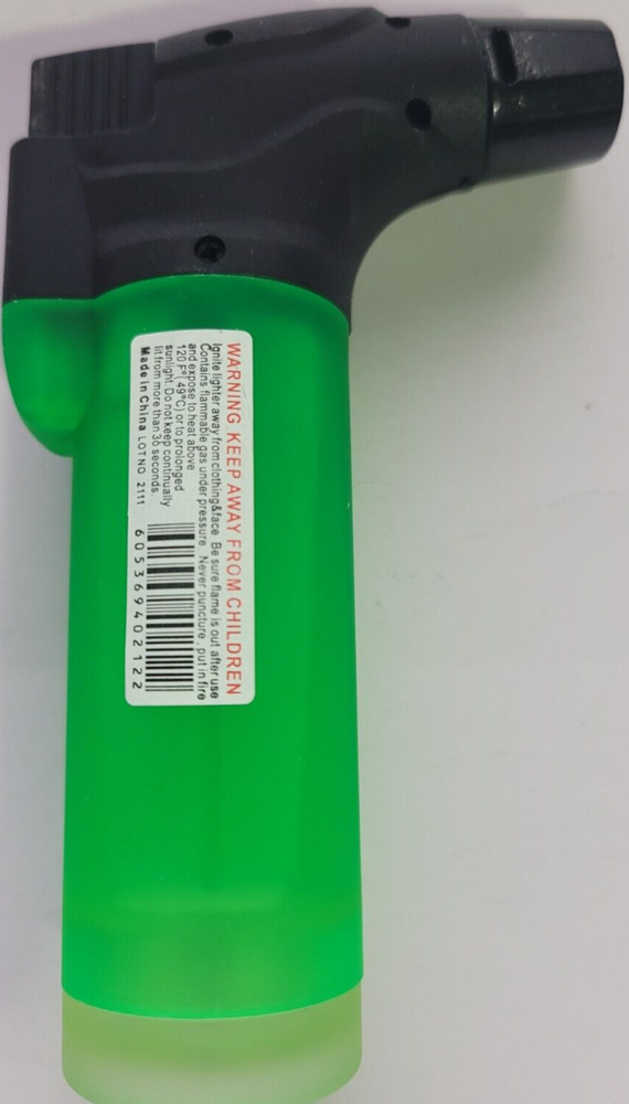 Max Light Torch Refillable Windproof Jet Lighter Color Green Size 4 inches