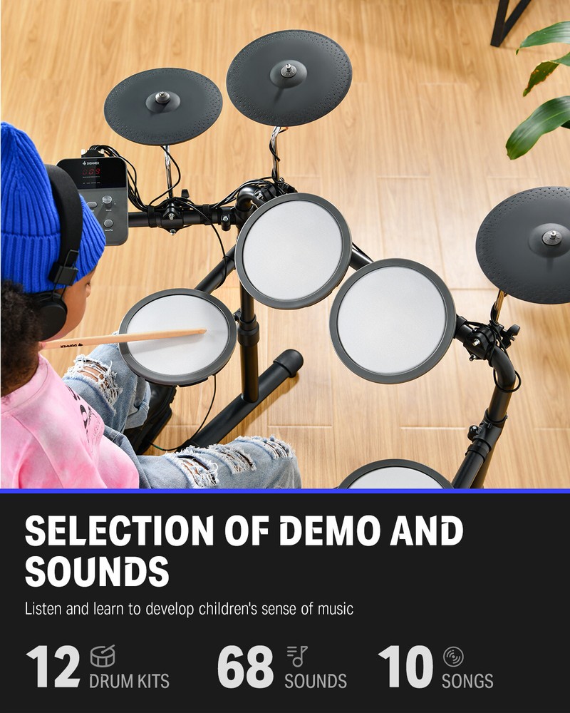 🥁 Donner DED-70 Electronic Drum Set Quiet Mesh Pads Electric Drum Kit + Throne