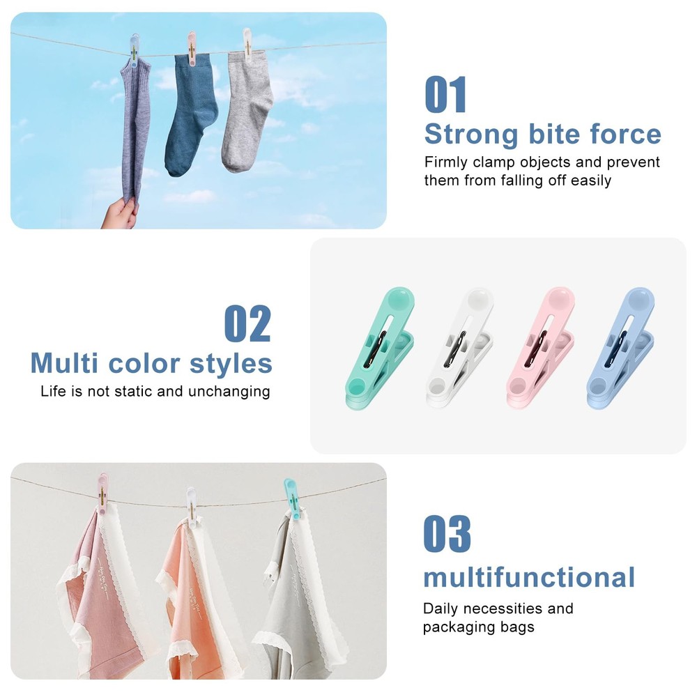 32Pcs Colored Clothes Pins Plastic Clothes Pins Laundry Clips,Package Clips