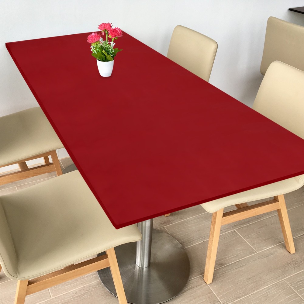 Fitted Tablecloth Fit 8ft Rectangle Table, Table Cover (96"x30", Wine Red)