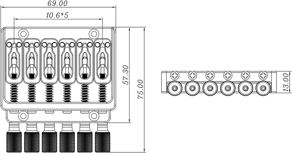 Chrome Headless Guitar Bridge Tremolo System