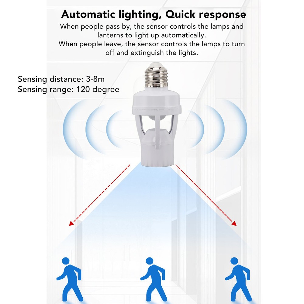 Motion Sensor Light Socket Automatic Nighttime On Off For Basement