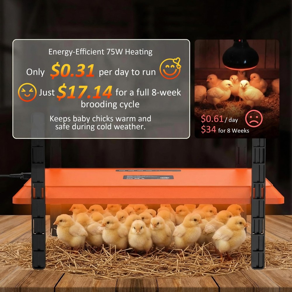 Smart Chick Brooder Heating Plate, 12"x16" Brooder Heat Plate for 20 Chicks, ...
