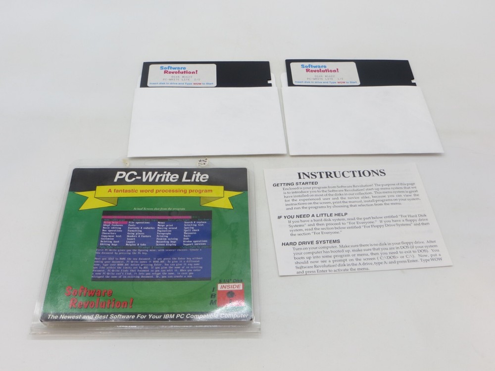 PC-Write Lite 5.25" Floppy Disk IBM vintage computer program disc